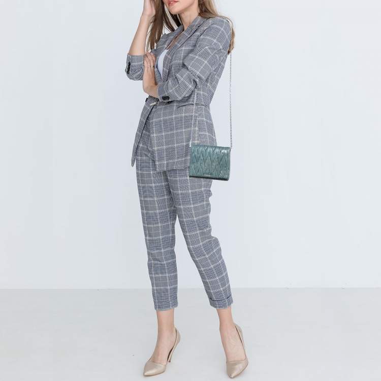 Pre Owned Miu Miu Blue Matelasse Leather Flap Crossbody Bag