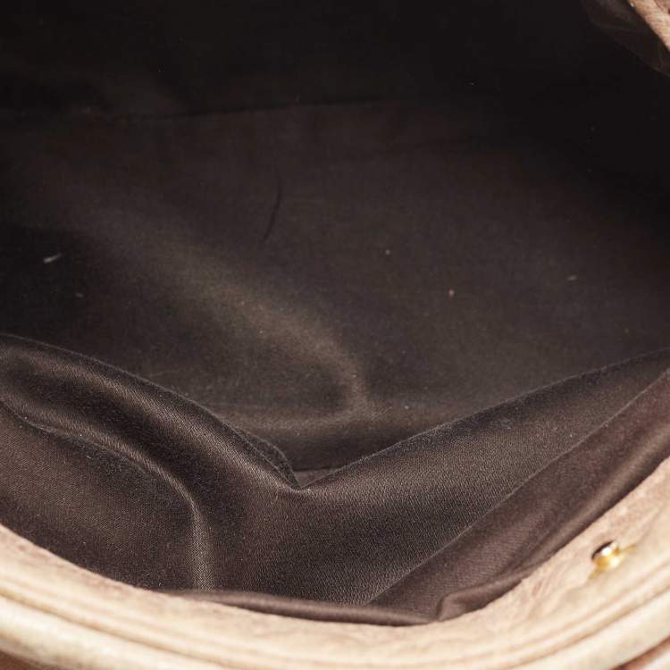 Pre Owned Miu Miu Beige Leather Lily Distressed Satchel
