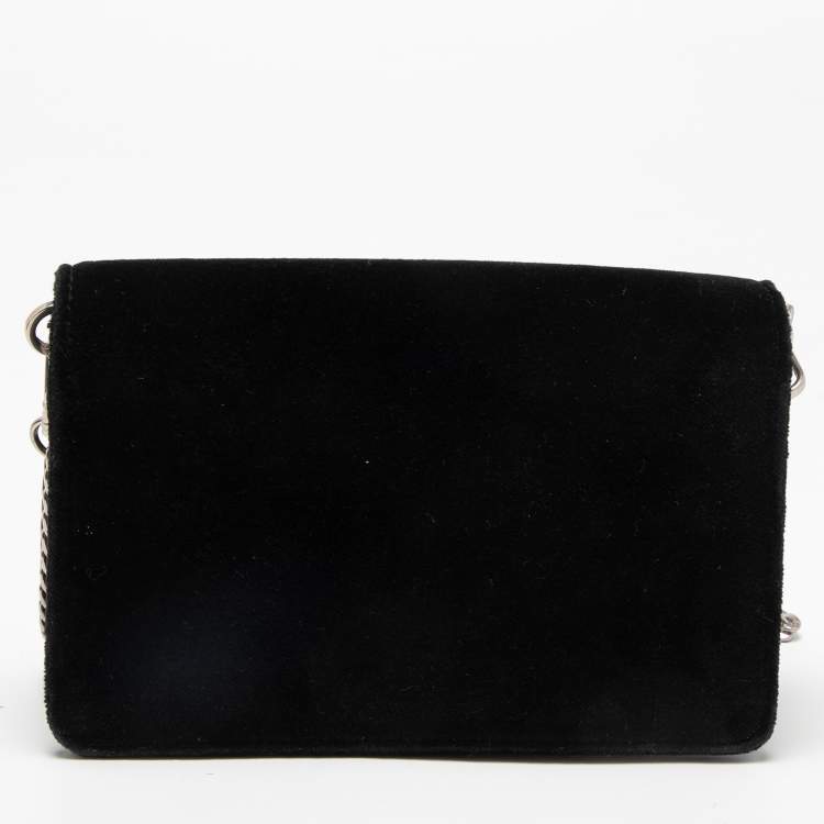Pre Owned Miu Miu Black Velvet Embellished Shoulder Bag
