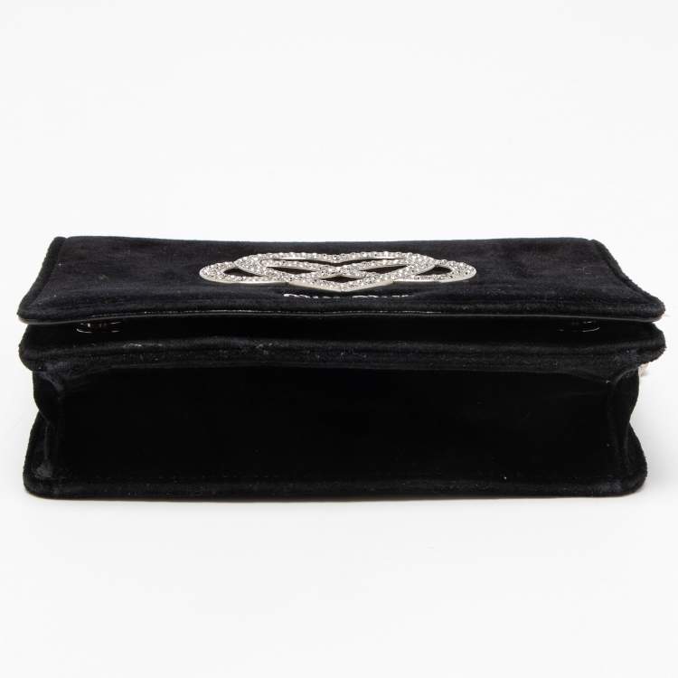 Pre Owned Miu Miu Black Velvet Embellished Shoulder Bag