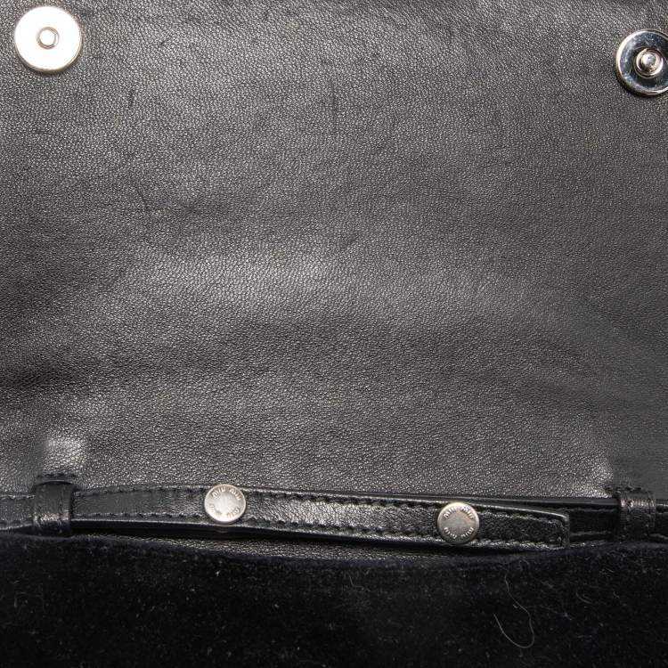 Pre Owned Miu Miu Black Velvet Embellished Shoulder Bag