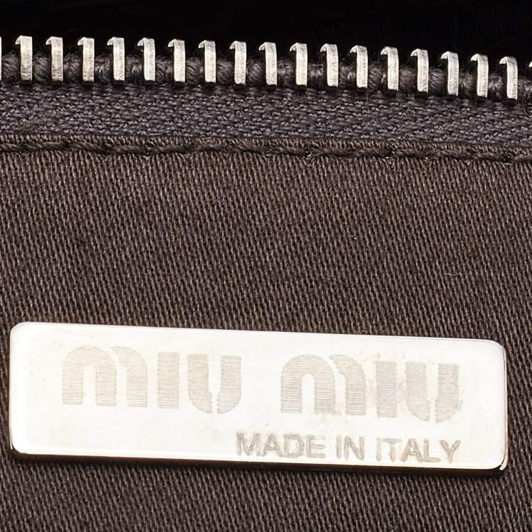 Pre Owned Miu Miu Brown Croc Embossed Leather Frame Shoulder Bag