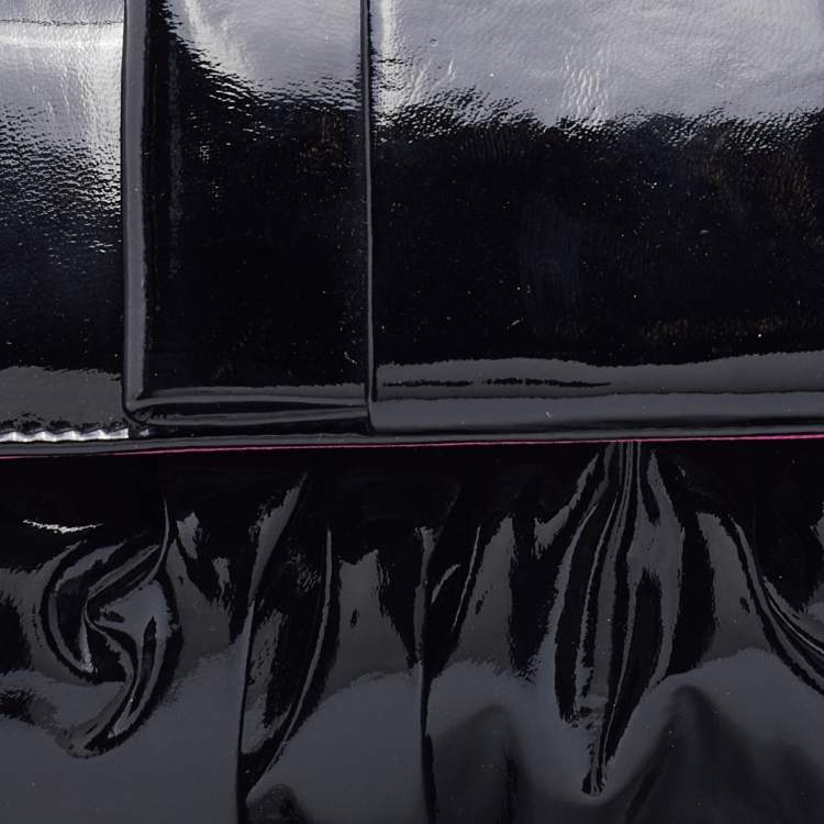 Pre Owned Miu Miu Black Patent Leather Long Flap Clutch