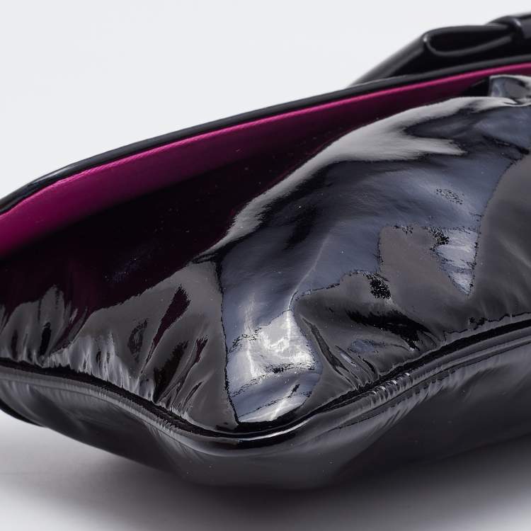 Pre Owned Miu Miu Black Patent Leather Long Flap Clutch