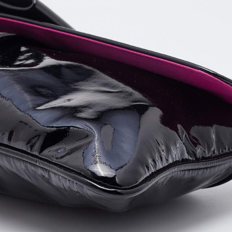 Pre Owned Miu Miu Black Patent Leather Long Flap Clutch