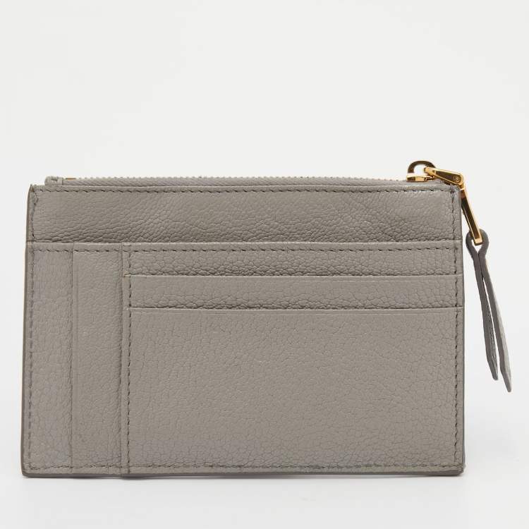 Pre Owned Miu Miu Grey/White Leather Card Holder