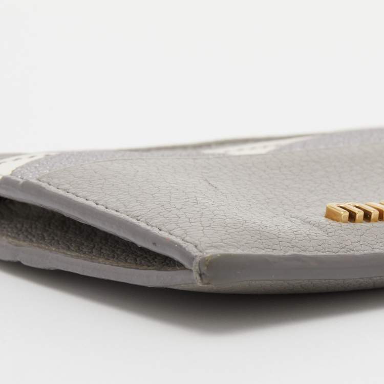 Pre Owned Miu Miu Grey/White Leather Card Holder