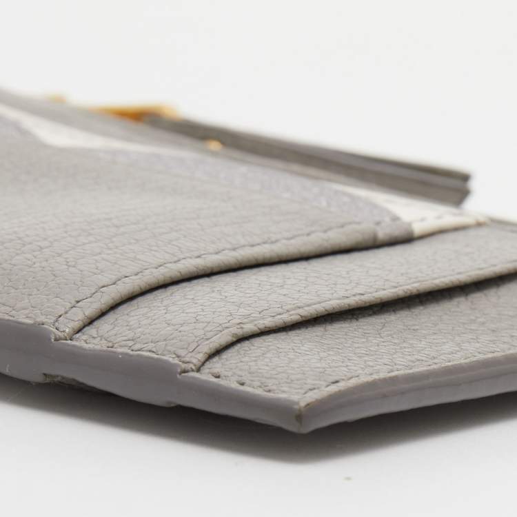 Pre Owned Miu Miu Grey/White Leather Card Holder
