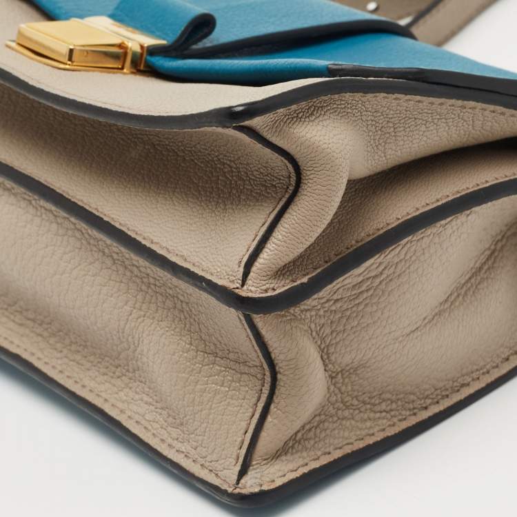 مملوكة مسبقًا Miu Miu Blue/Beige Madras Leather Bandoliera Shoulder Bag