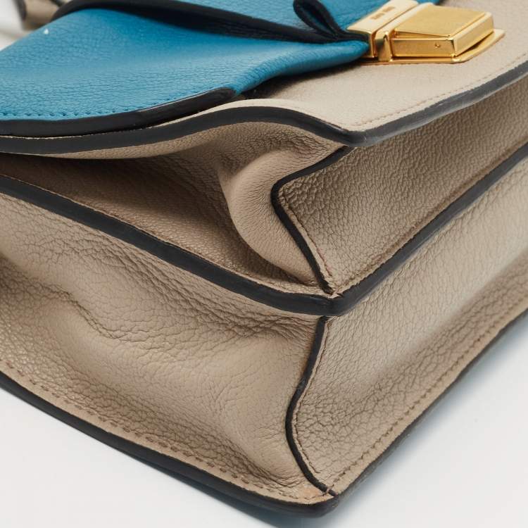 مملوكة مسبقًا Miu Miu Blue/Beige Madras Leather Bandoliera Shoulder Bag