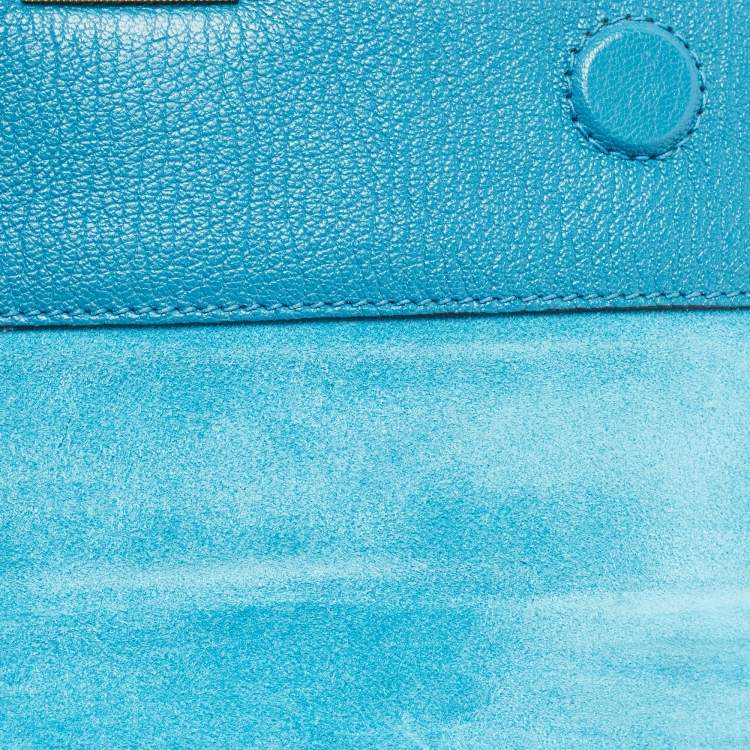 مملوكة مسبقًا Miu Miu Blue/Beige Madras Leather Bandoliera Shoulder Bag