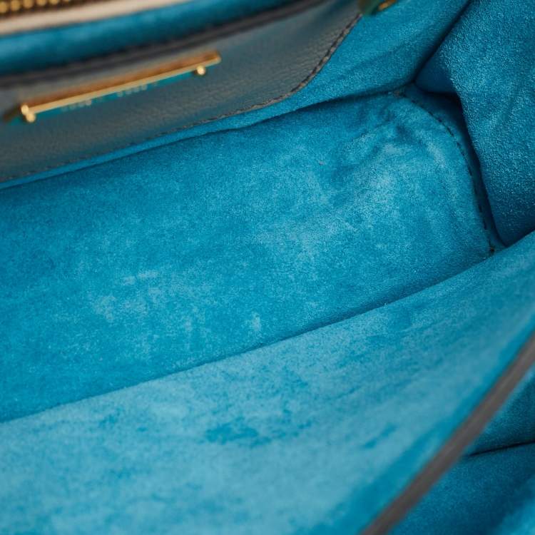مملوكة مسبقًا Miu Miu Blue/Beige Madras Leather Bandoliera Shoulder Bag