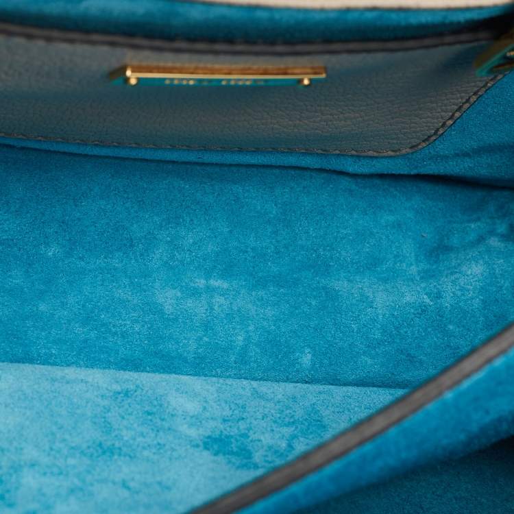 مملوكة مسبقًا Miu Miu Blue/Beige Madras Leather Bandoliera Shoulder Bag