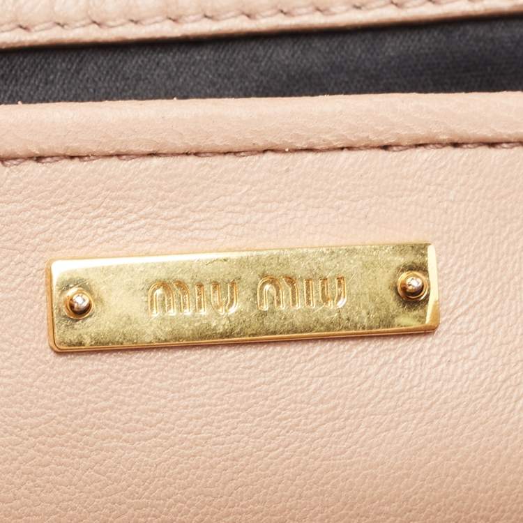Pre Owned Miu Miu Beige Matalasse Leather Flap Crossbody Bag