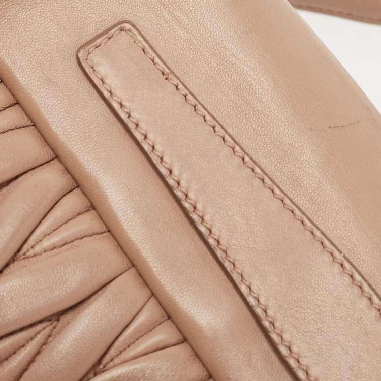 Pre Owned Miu Miu Beige Matalasse Leather Flap Crossbody Bag