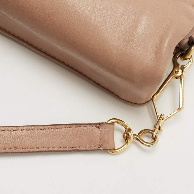 Pre Owned Miu Miu Beige Matalasse Leather Flap Crossbody Bag