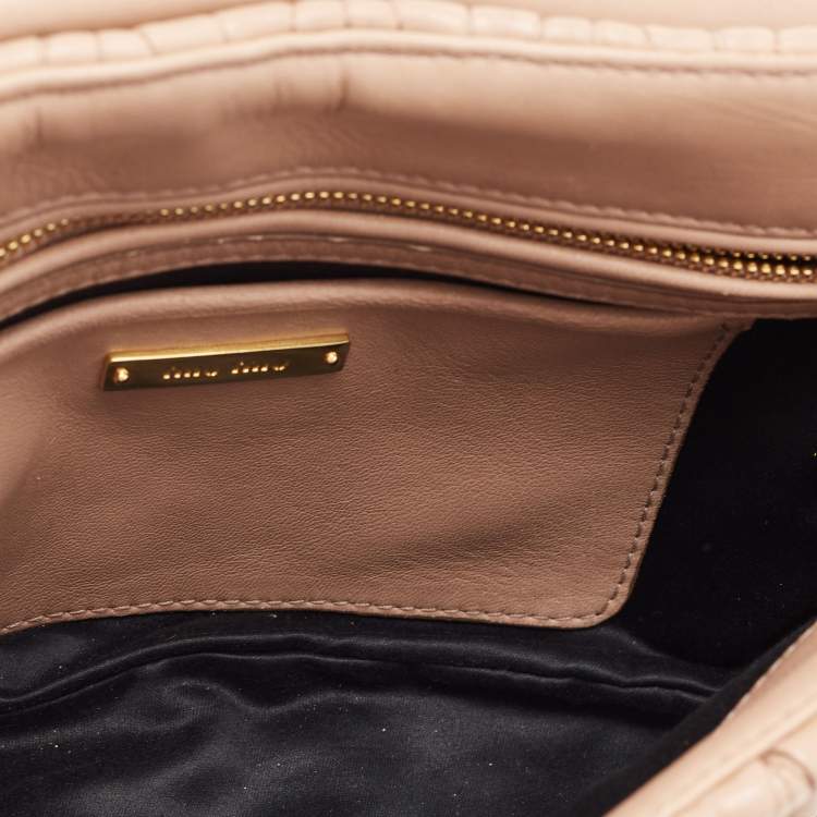 Pre Owned Miu Miu Beige Matalasse Leather Flap Crossbody Bag