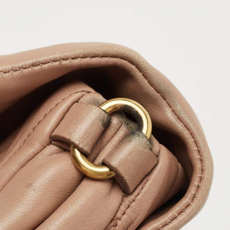 Pre Owned Miu Miu Beige Matalasse Leather Flap Crossbody Bag