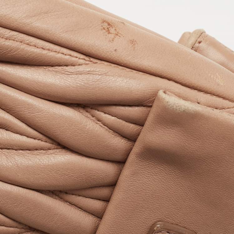 Pre Owned Miu Miu Beige Matalasse Leather Flap Crossbody Bag