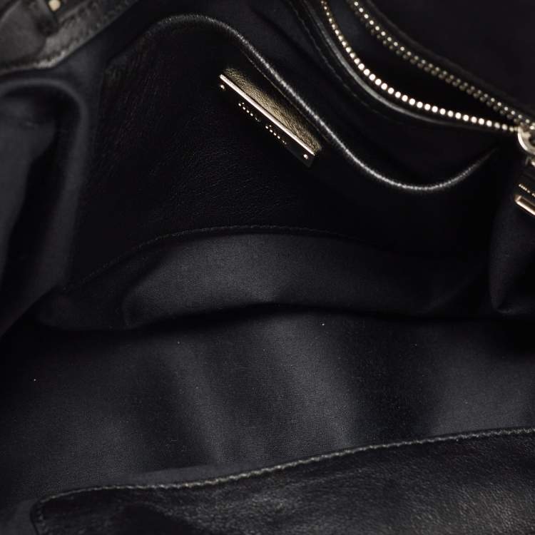 Pre Owned Miu Miu Black Matelassé Leather 2 Way Bag