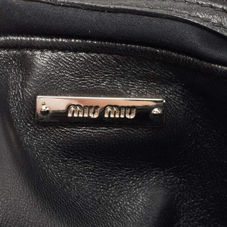 Pre Owned Miu Miu Black Matelassé Leather 2 Way Bag
