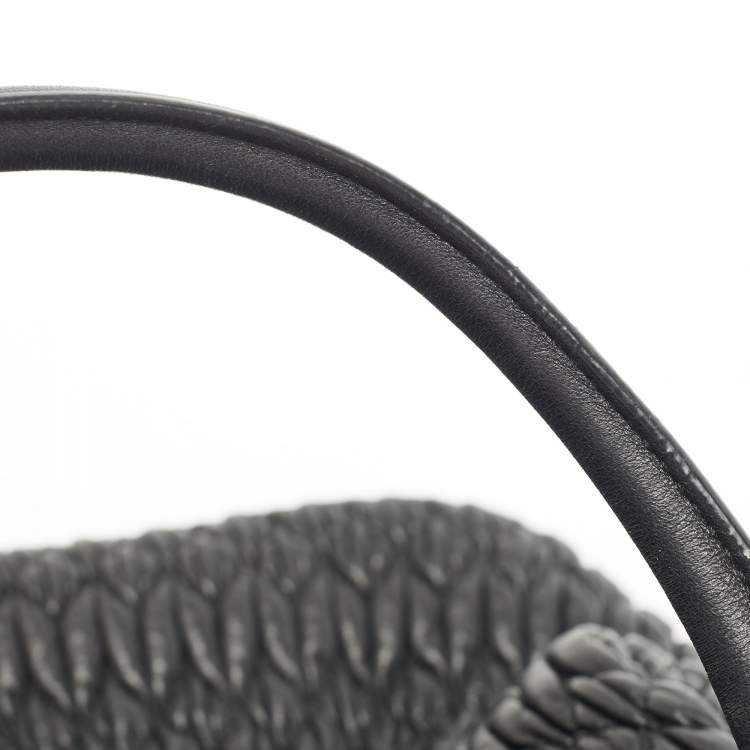Pre Owned Miu Miu Black Matelassé Leather 2 Way Bag