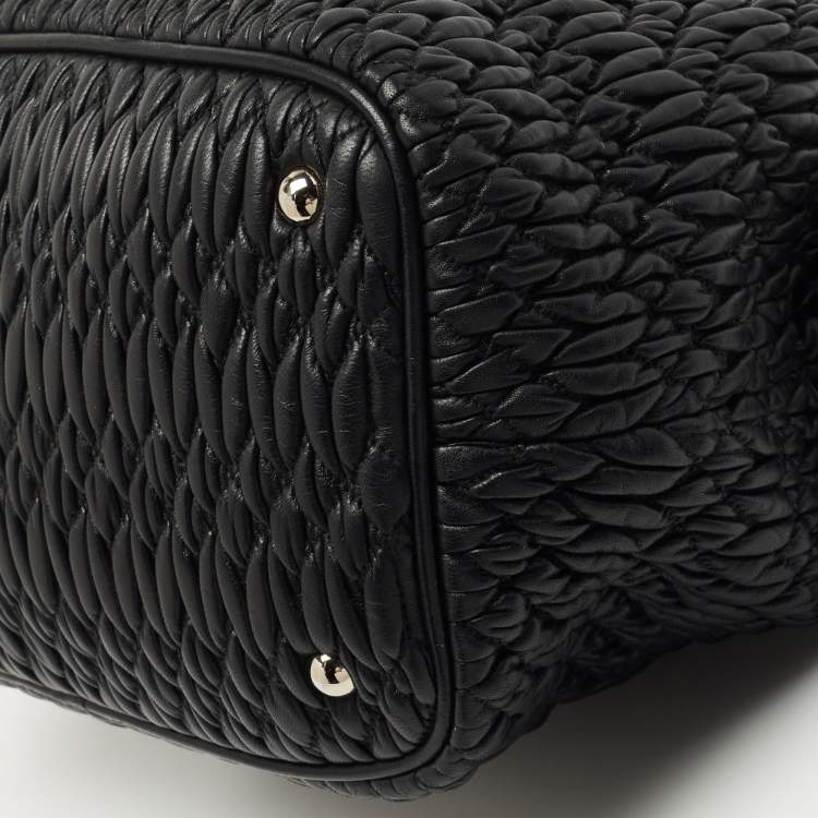 Pre Owned Miu Miu Black Matelassé Leather 2 Way Bag