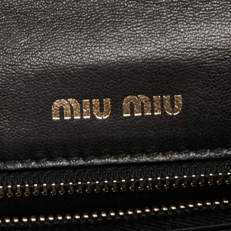 Pre Owned Miu Miu Black Matelassé Leather Confidential Shoulder Bag