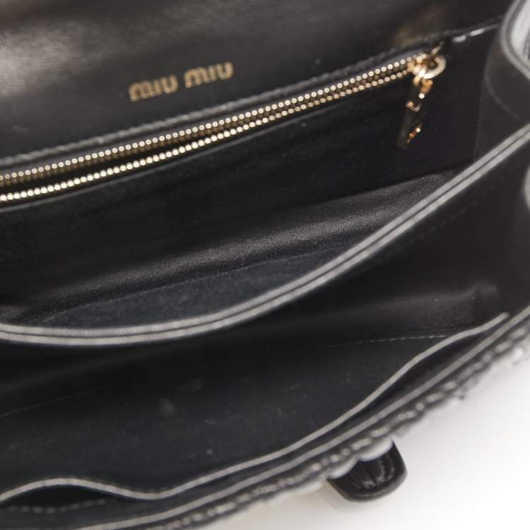 Pre Owned Miu Miu Black Matelassé Leather Confidential Shoulder Bag