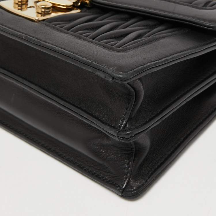 Pre Owned Miu Miu Black Matelassé Leather Confidential Shoulder Bag