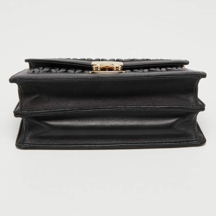 Pre Owned Miu Miu Black Matelassé Leather Confidential Shoulder Bag