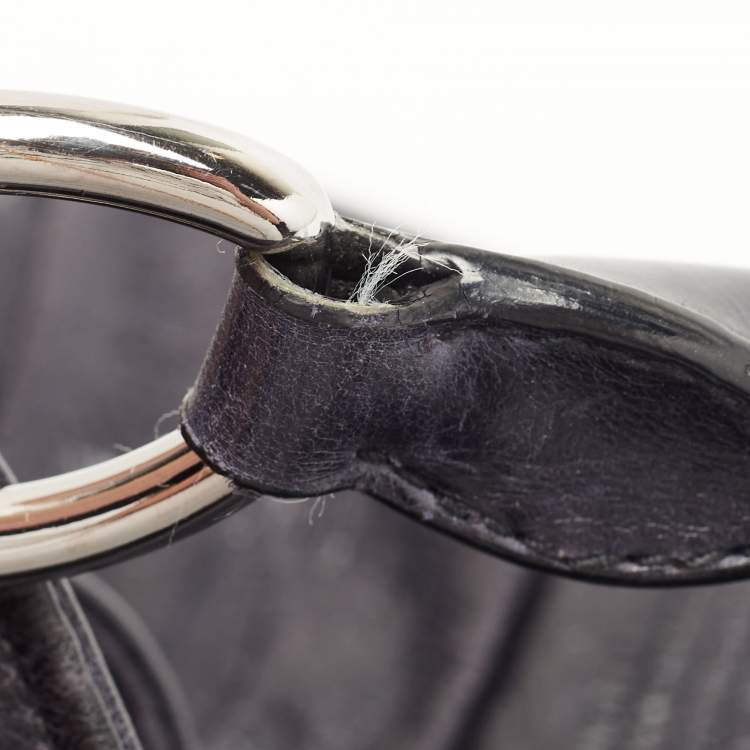 Pre Owned  Miu Miu Dark Blue Crinkled Leather Gathered Hobo