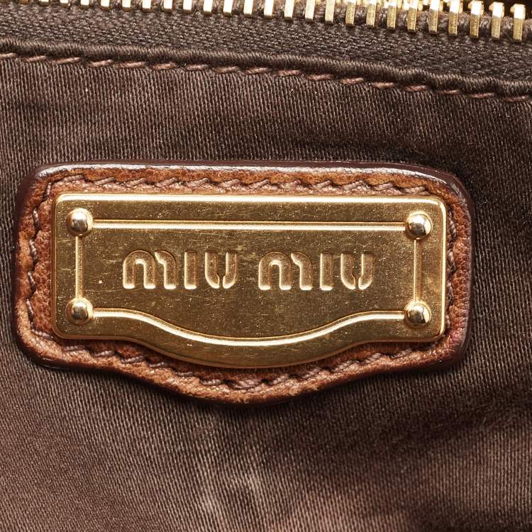 Pre Owned Miu Miu Brown Matelasse Leather Tote
