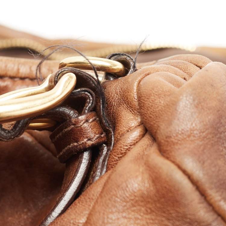 Pre Owned Miu Miu Brown Matelasse Leather Tote