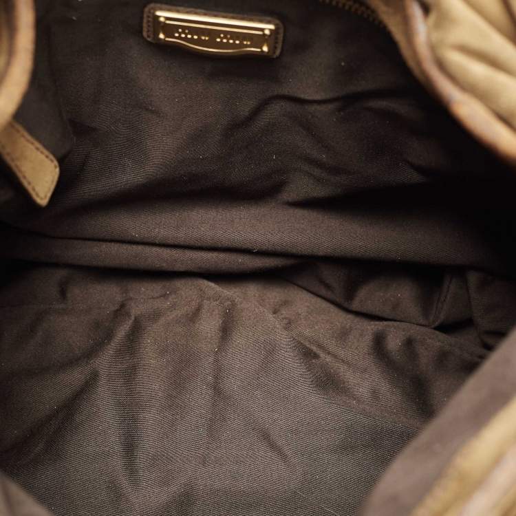 Pre Owned Miu Miu Brown Matelassé Suede Coffer Hobo