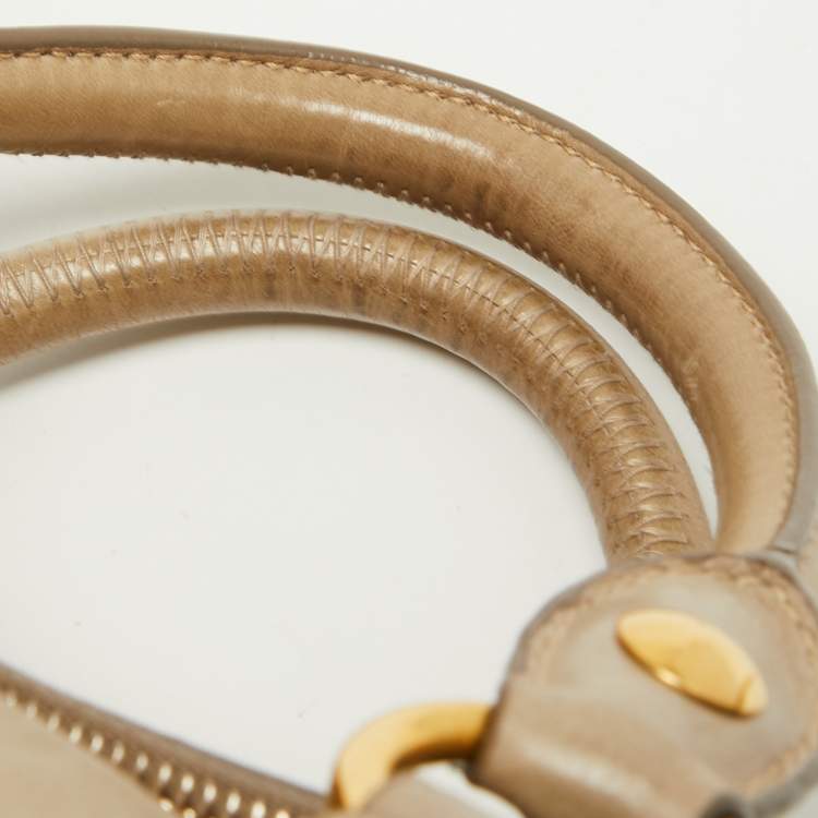 Pre Owned Miu Miu Olive Green Vitello Lux Leather Bow Bag