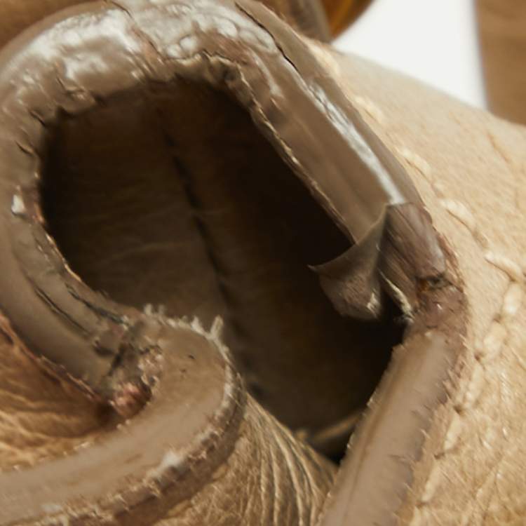 Pre Owned Miu Miu Olive Green Vitello Lux Leather Bow Bag