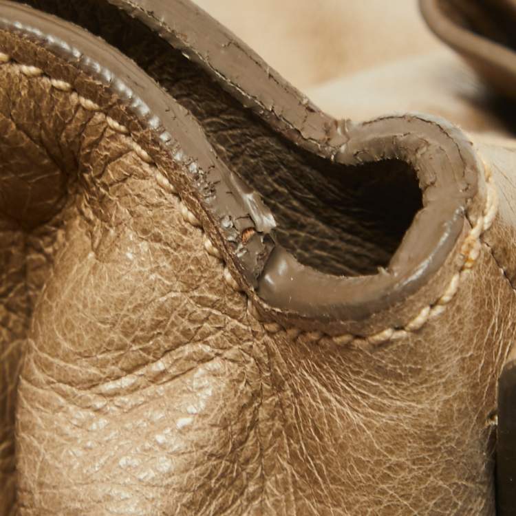 Pre Owned Miu Miu Olive Green Vitello Lux Leather Bow Bag