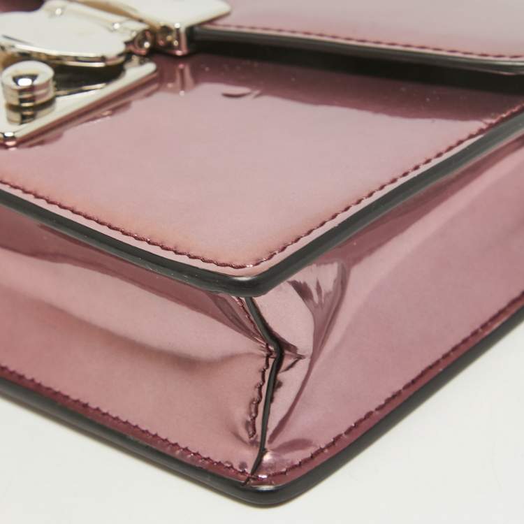 Pre Owned Miu Miu Pink Patent Leather Pushlock Flap Chain Crossbody Bag