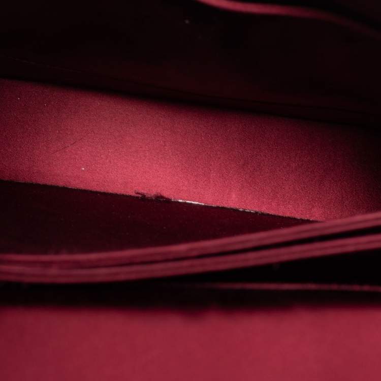 Pre Owned Miu Miu Burgundy Velvet and Patent Leather Crystal Embellished Flap Top Handle Bag