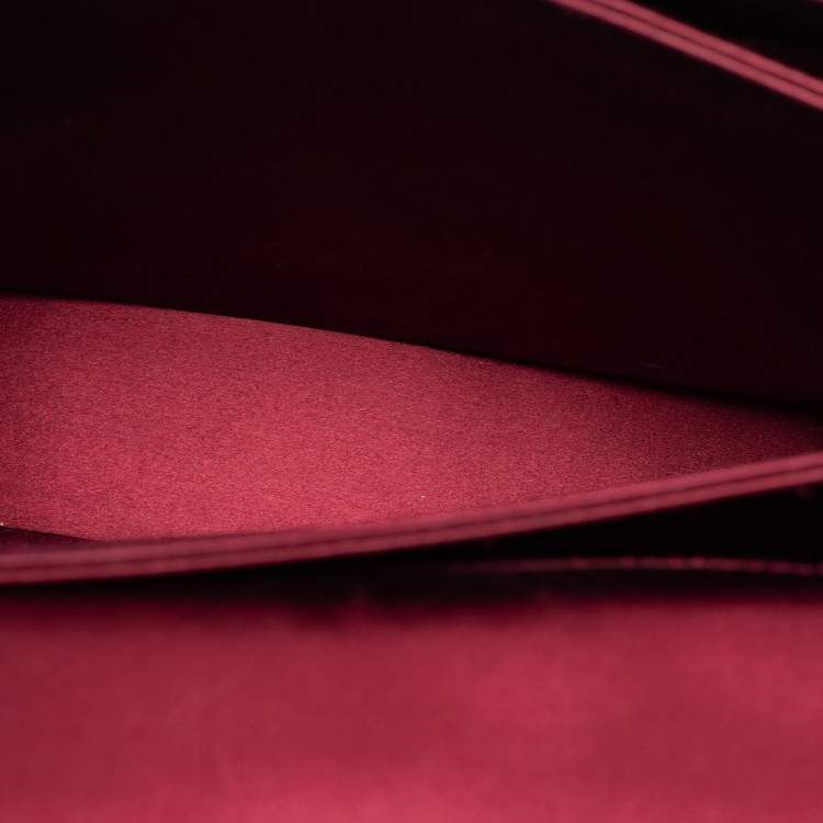 Pre Owned Miu Miu Burgundy Velvet and Patent Leather Crystal Embellished Flap Top Handle Bag