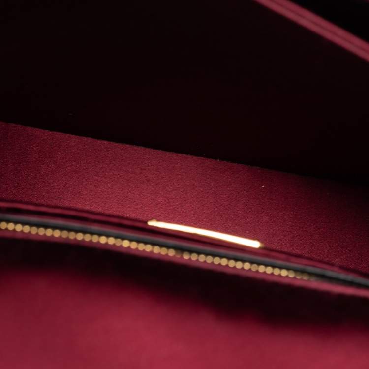 Pre Owned Miu Miu Burgundy Velvet and Patent Leather Crystal Embellished Flap Top Handle Bag