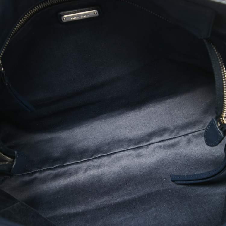 Pre Owned Miu Miu Blue/Silver Sequin Logo Shopper Tote