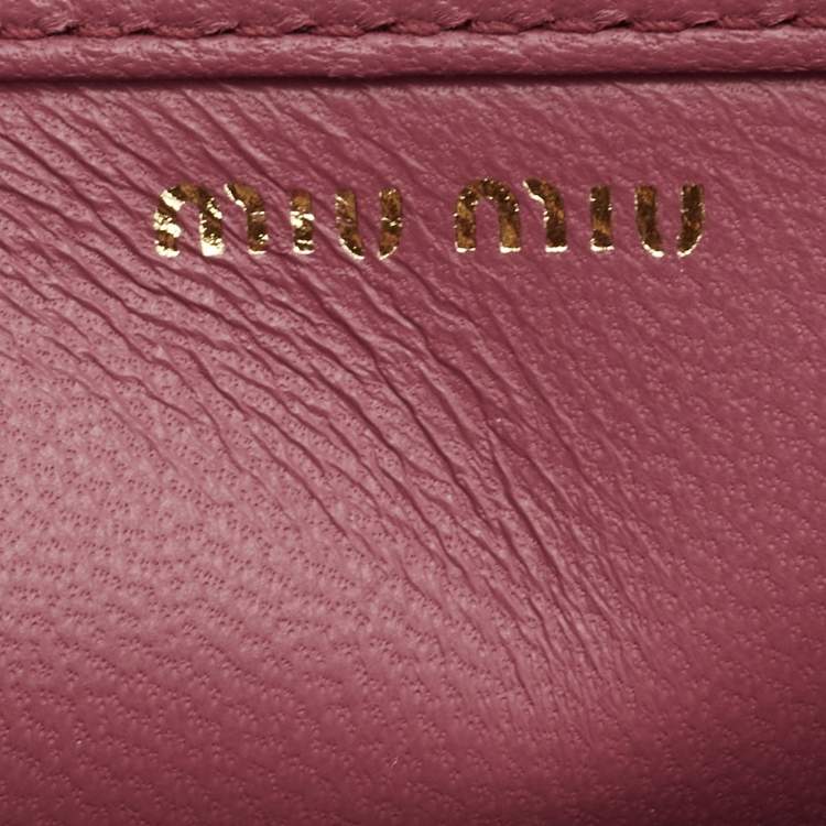 Pre Owned Miu Miu Pink Matelasse Velevt and Leather Wallet on Chain