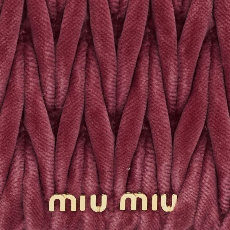 Pre Owned Miu Miu Pink Matelasse Velevt and Leather Wallet on Chain
