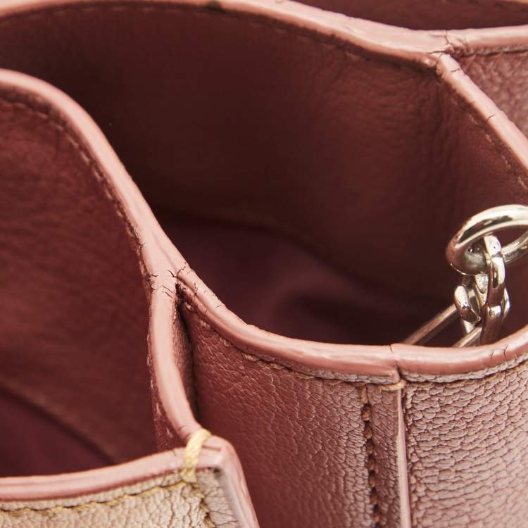 Pre Owned Miu Miu Two Tone Pink Madras Leather Pushlock Tote