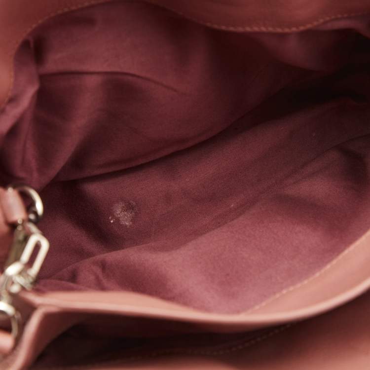 Pre Owned Miu Miu Two Tone Pink Madras Leather Pushlock Tote