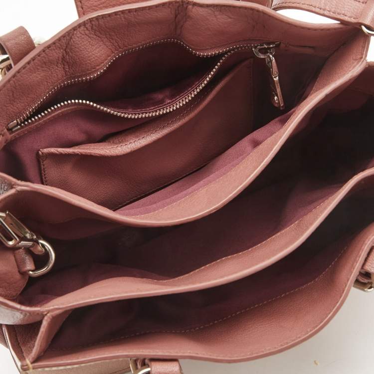 Pre Owned Miu Miu Two Tone Pink Madras Leather Pushlock Tote