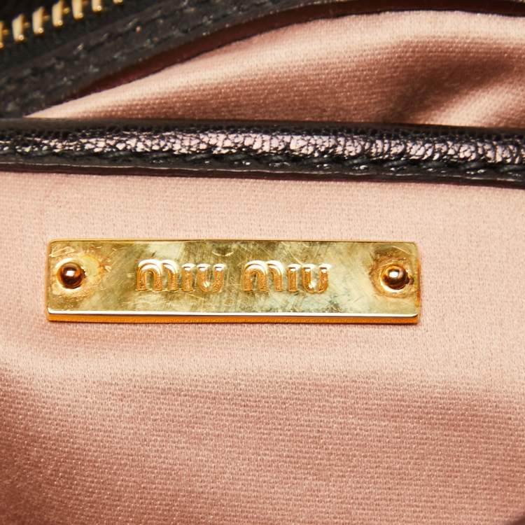 Pre Owned Miu Miu Black Madras Leather Tote
