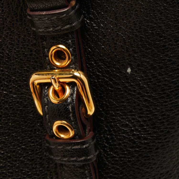 Pre Owned Miu Miu Black Madras Leather Tote